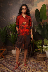 Crimson Leopard Hemp Printed Shirt Dress