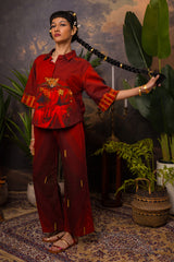 Crimson Leopard Hemp Printed Co-ord Set