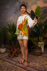 Tropical Monkey Hemp Printed Shorts Co-ord Set
