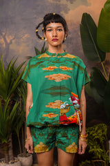 Emerald Leopard Hemp Printed Shorts Co-ord Set