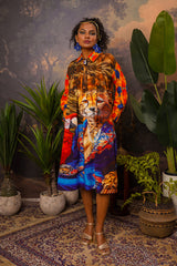 Cheetah Club Hemp Printed Shirt Dress