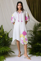 White Petal Knee Dress